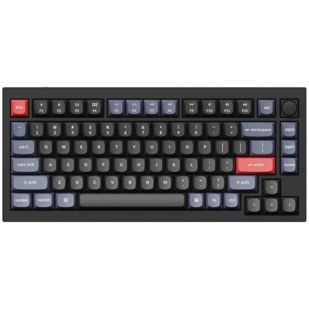 Клавиатура Keychron Q1 QMK, HotSwappable, Gateron Phantom Brown, RGB, Knob, Black