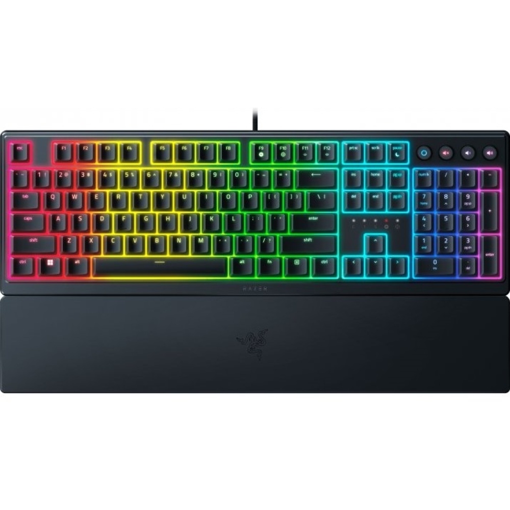 Клавиатура проводная Razer Keyboard mechanical Ornata V3 104key, Mecha-Membrane Switch, USB-A, EN/RU, RGB, black