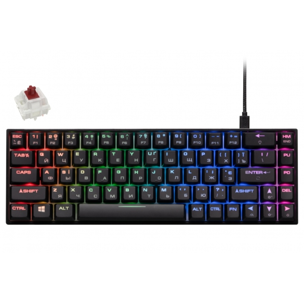 Клавиатура игровая 2E GAMING KG370 RGB 68key Gateron Brown Switch USB Black Ukr