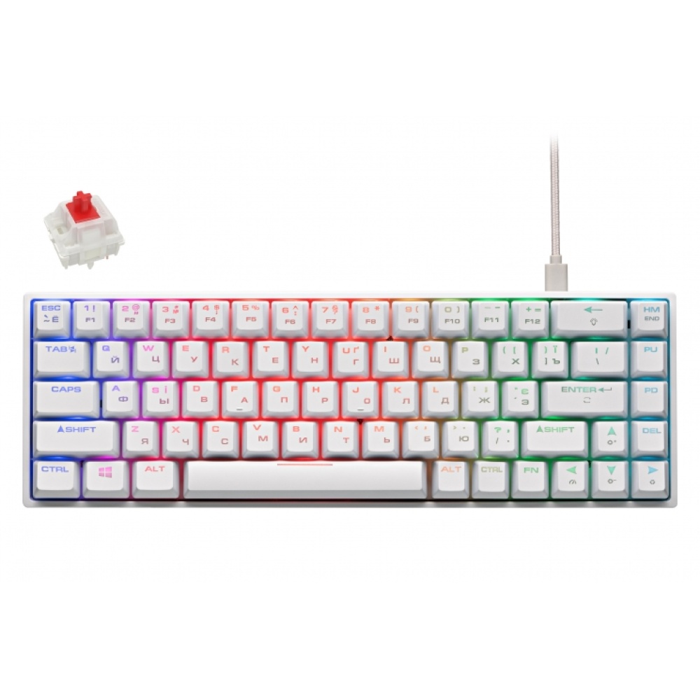 Клавиатура игровая 2E GAMING KG370 RGB 68key Gateron Red Switch USB White Ukr