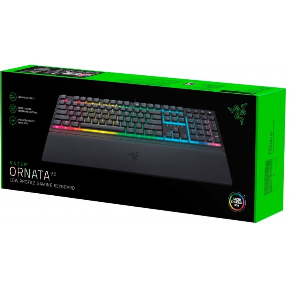 Клавиатура проводная Razer Keyboard mechanical Ornata V3 104key, Mecha-Membrane Switch, USB-A, EN/RU, RGB, black — изображение 11