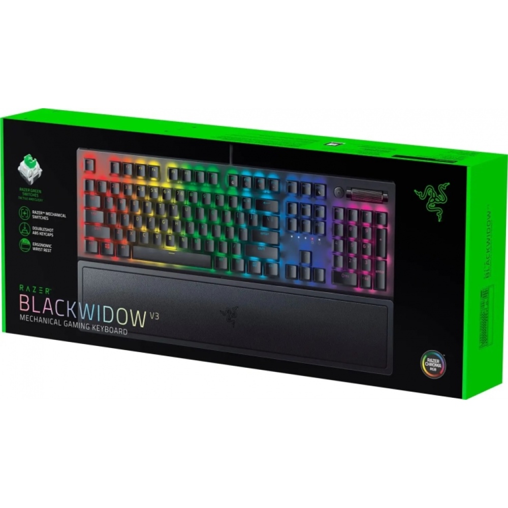 Клавиатура Razer BlackWidow V3 RGB 108key Green Switch USB/EN, чёрный — изображение 13