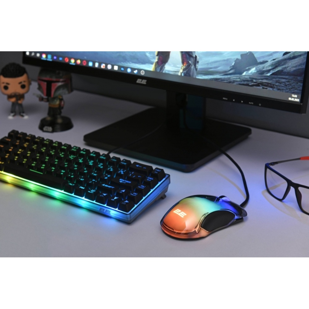 Мышь игровая 2E Gaming MG345 Transparent, RGB USB Black — изображение 2