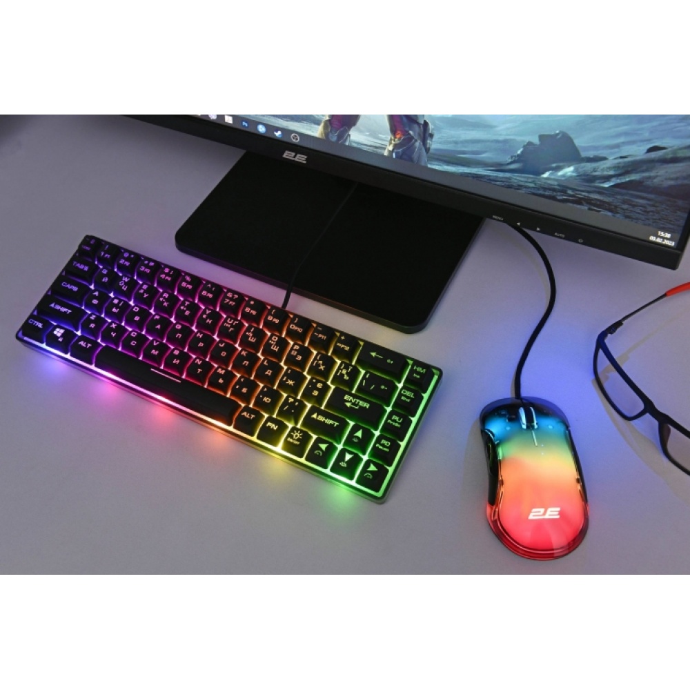 Мышь игровая 2E Gaming MG345 Transparent, RGB USB Black — изображение 3