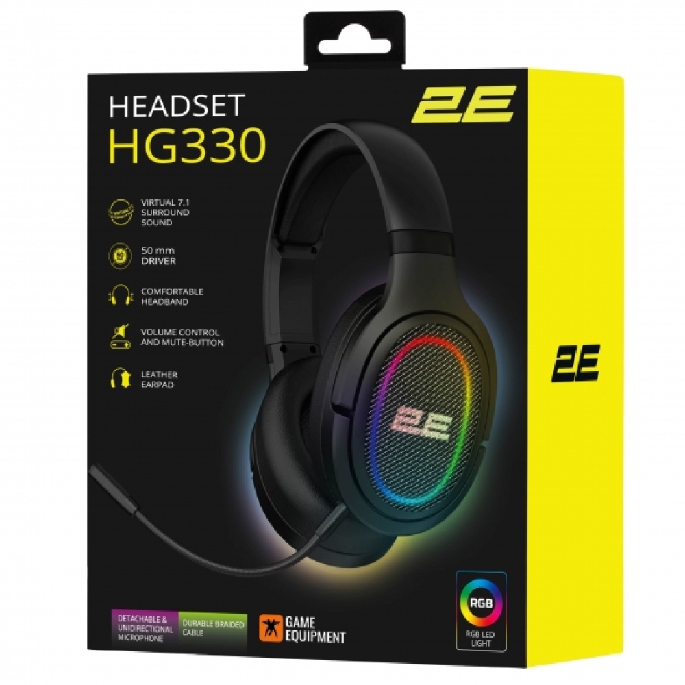 Гарнитура игровая 2E GAMING HG330 RGB USB 7.1 Black — изображение 9