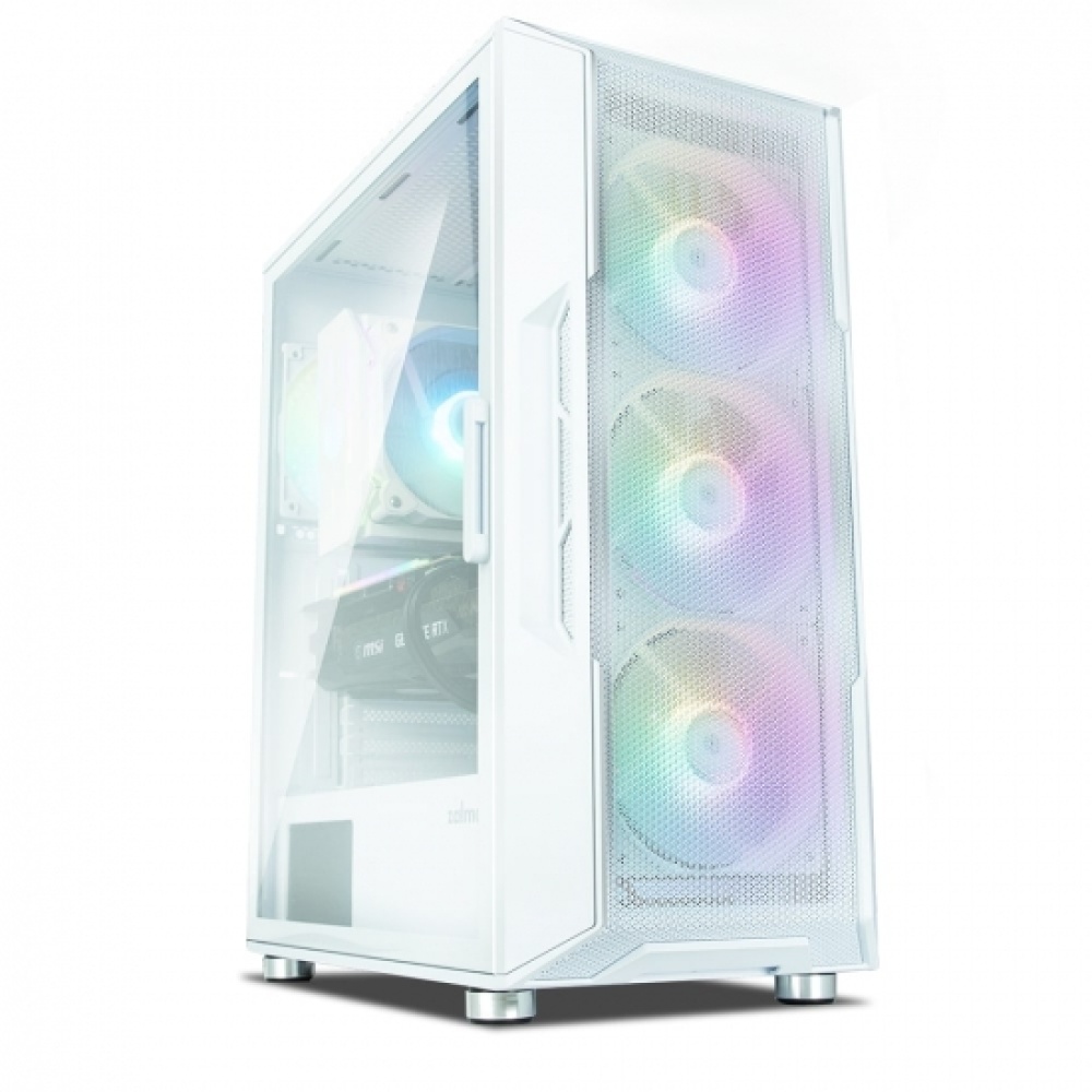 Корпус Zalman i3NEOWHITE, MidT, 2xUSB2.0, 1xUSB3.0, 4x120мм RGB, стекло (боковая  панель), без БП, белый