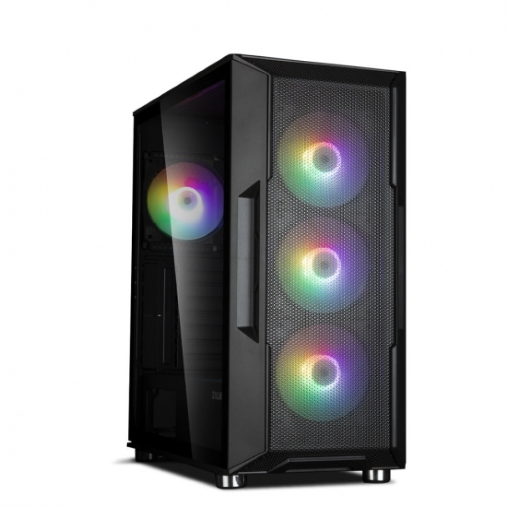 Корпус Zalman i3NEOBLACK, MidT, 2xUSB2.0, 1xUSB3.0, 4x120мм RGB, стекло (боковая  панель), без БП, черный