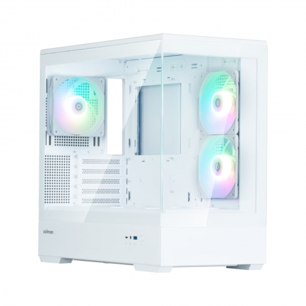 Корпус Zalman P30 White V2, без БП, 1xUSB3.0, 1хUSB Type-C, 3x120мм ARGB, TG Front/Side Panel, mATX, белый,P30WHITEV2