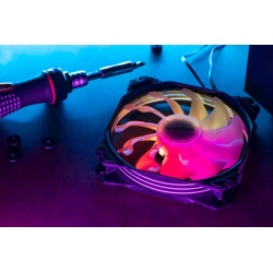 Корпусной вентилятор 2E GAMING AIR COOL (ACF120PW-RGB), 120мм,2510-4PIN, белые лопасти, черная рамка — изображение 2