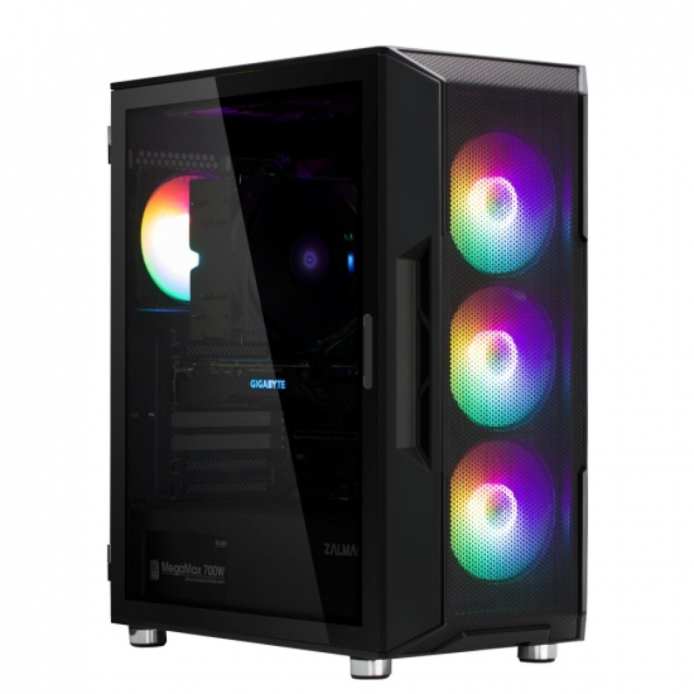 Корпус Zalman i3NEOBLACK, MidT, 2xUSB2.0, 1xUSB3.0, 4x120мм RGB, стекло (боковая  панель), без БП, черный — изображение 2