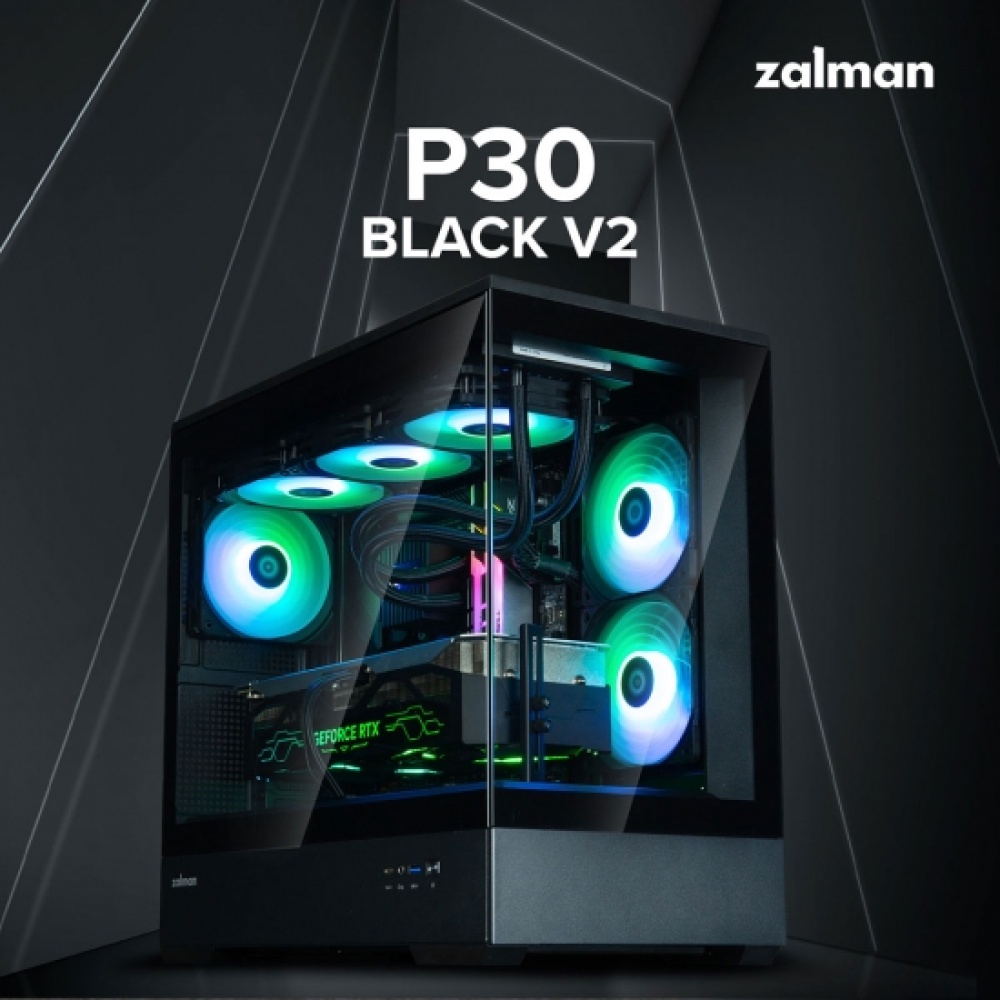 Корпус Zalman P30 Black V2, без БП, 1xUSB3.0, 1хUSB Type-C, 3x120мм ARGB, TG Front/Side Panel, mATX, чёрный,P30BLACKV2 — изображение 2