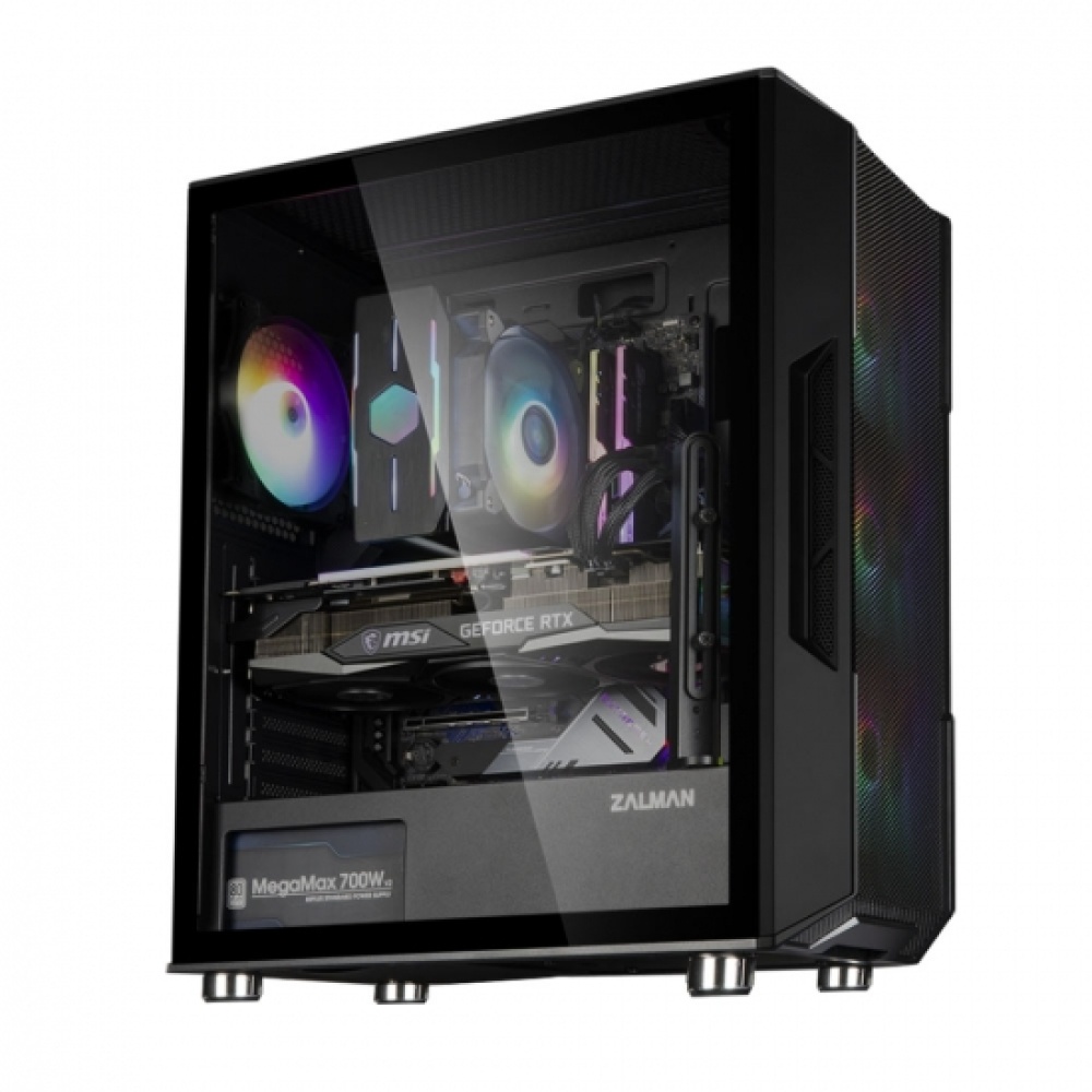 Корпус Zalman i3NEOBLACK, MidT, 2xUSB2.0, 1xUSB3.0, 4x120мм RGB, стекло (боковая  панель), без БП, черный — изображение 4