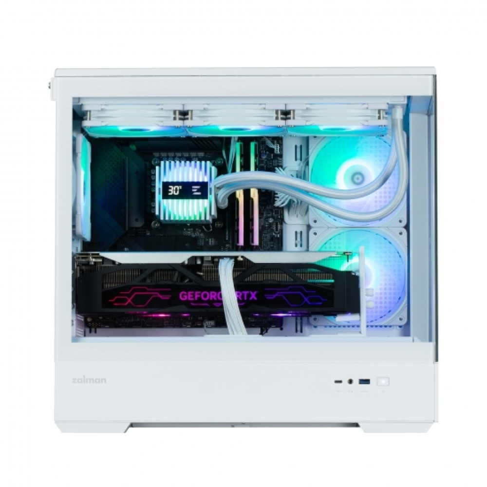 Корпус Zalman P30 White V2, без БП, 1xUSB3.0, 1хUSB Type-C, 3x120мм ARGB, TG Front/Side Panel, mATX, белый,P30WHITEV2 — изображение 7