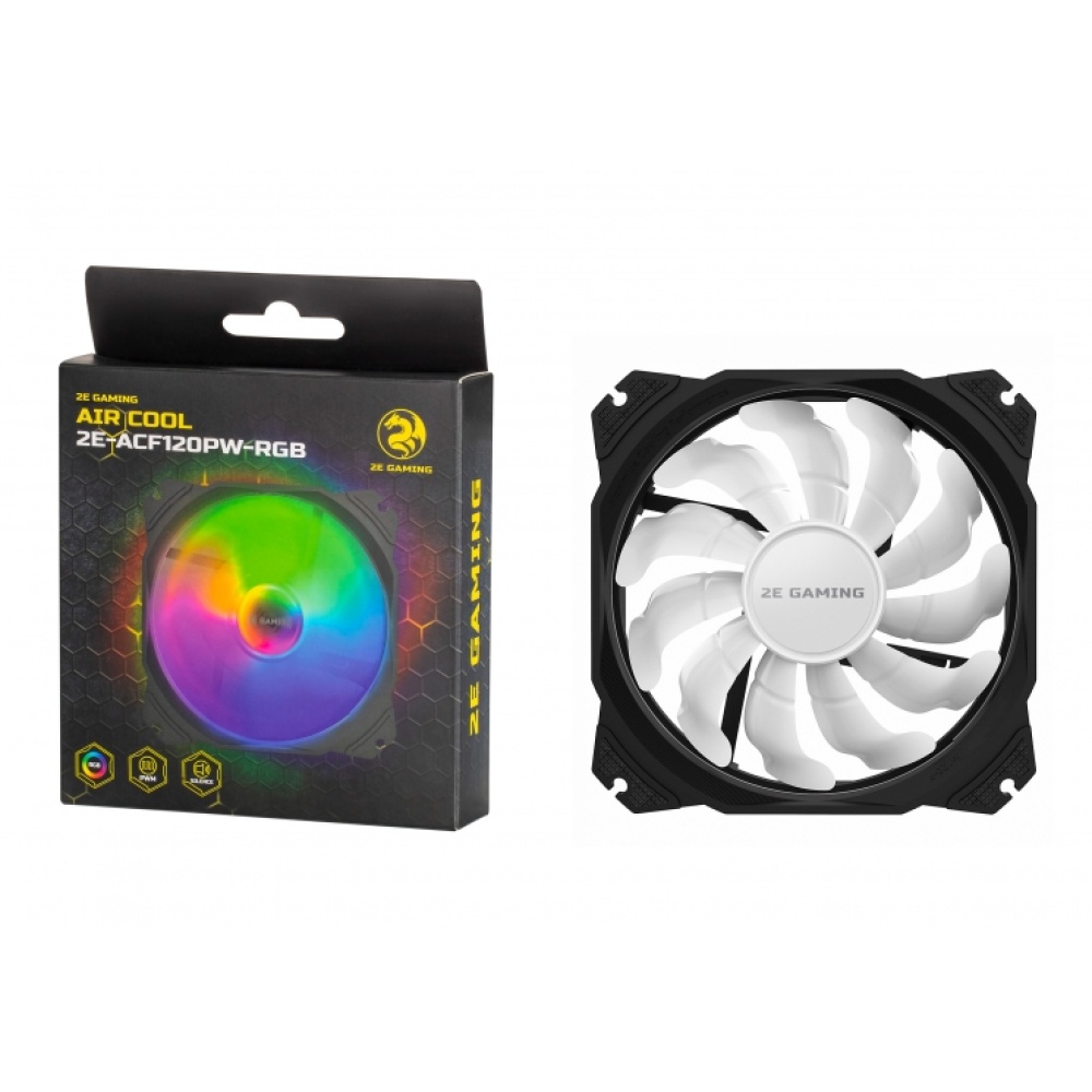 Корпусной вентилятор 2E GAMING AIR COOL (ACF120PW-RGB), 120мм,2510-4PIN, белые лопасти, черная рамка — изображение 8