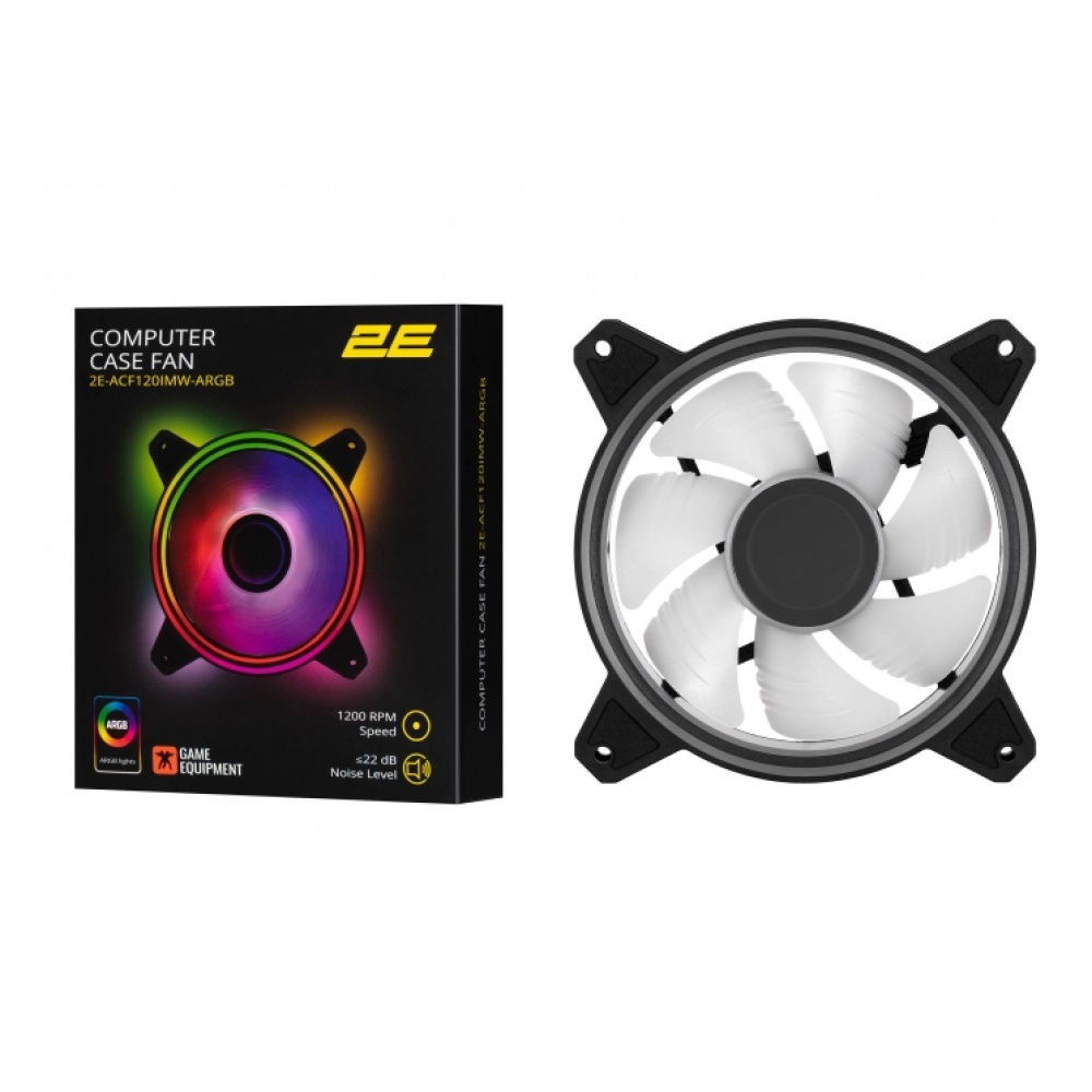 Корпусный вентилятор 2E Gaming Air Cool Infinity M ACF120IMW-ARGB, 120mm, 1200rpm, 3pin, 3pin+5VAura, 22dBa — изображение 8