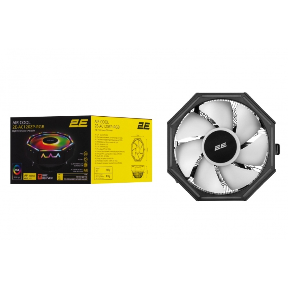 Процессорный кулер 2E GAMING Air Cool AC120ZP RGB LGA1700, 1200, 115x, 775, AM5, AM4, AM3, AM3+, AM2, AM2+, FM2, FM1 4pin RGB TDP 95W — изображение 9